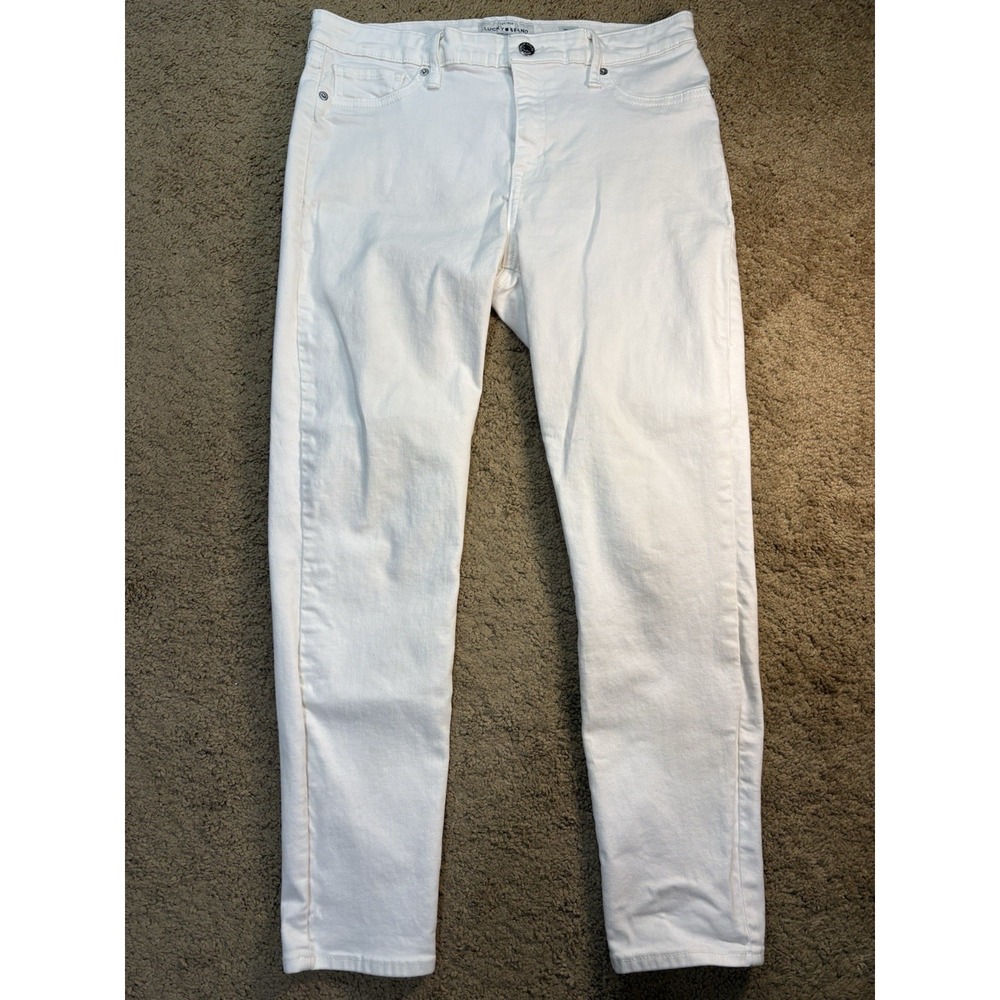 Lucky Brand Ava Skinny Jeans Women Size 10/30 White Mid Rise Preppy - Picture 1 of 9